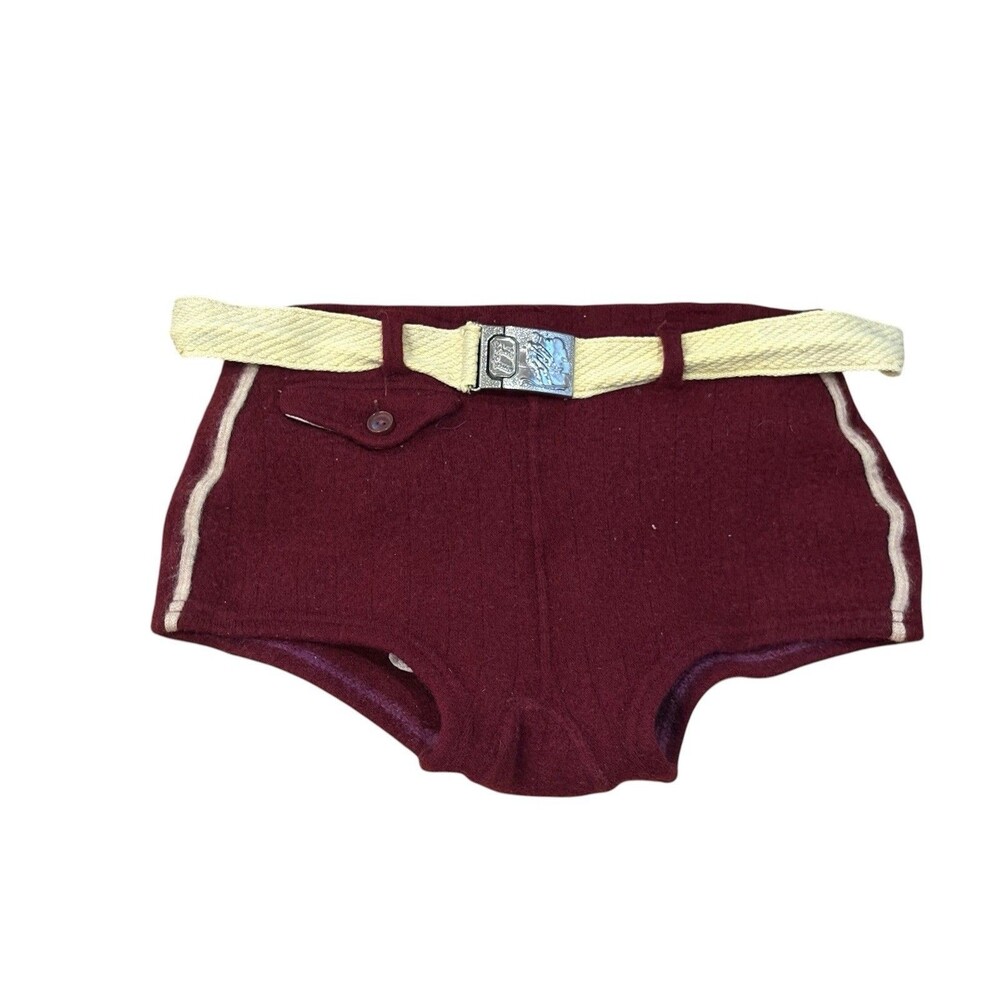 VTG 1930s Robert Bruce Maroon Wool Swim Shorts Beach Wear Swimsuit Old